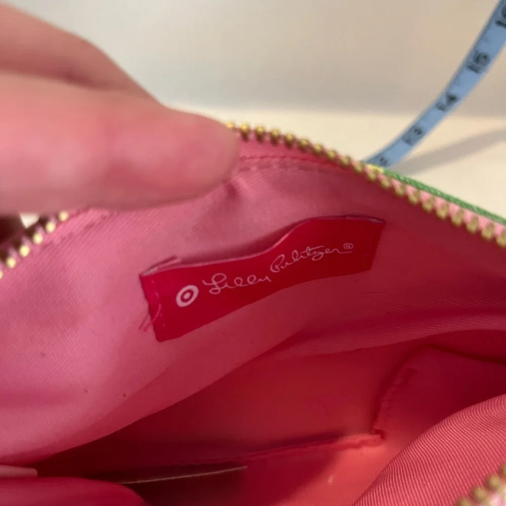 Lilly Pulitzer Pink and Green Floral Wristlet with Bamboo Accent - Picture 5 of 6